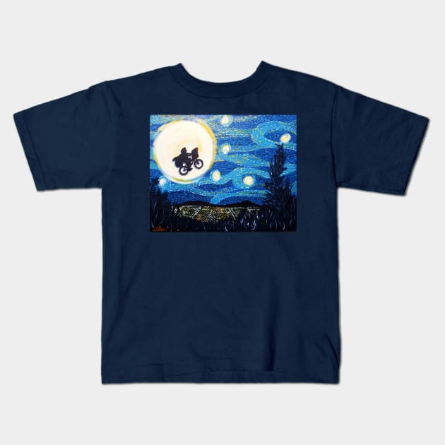 Starry Flight Kids T-Shirt by redroachart